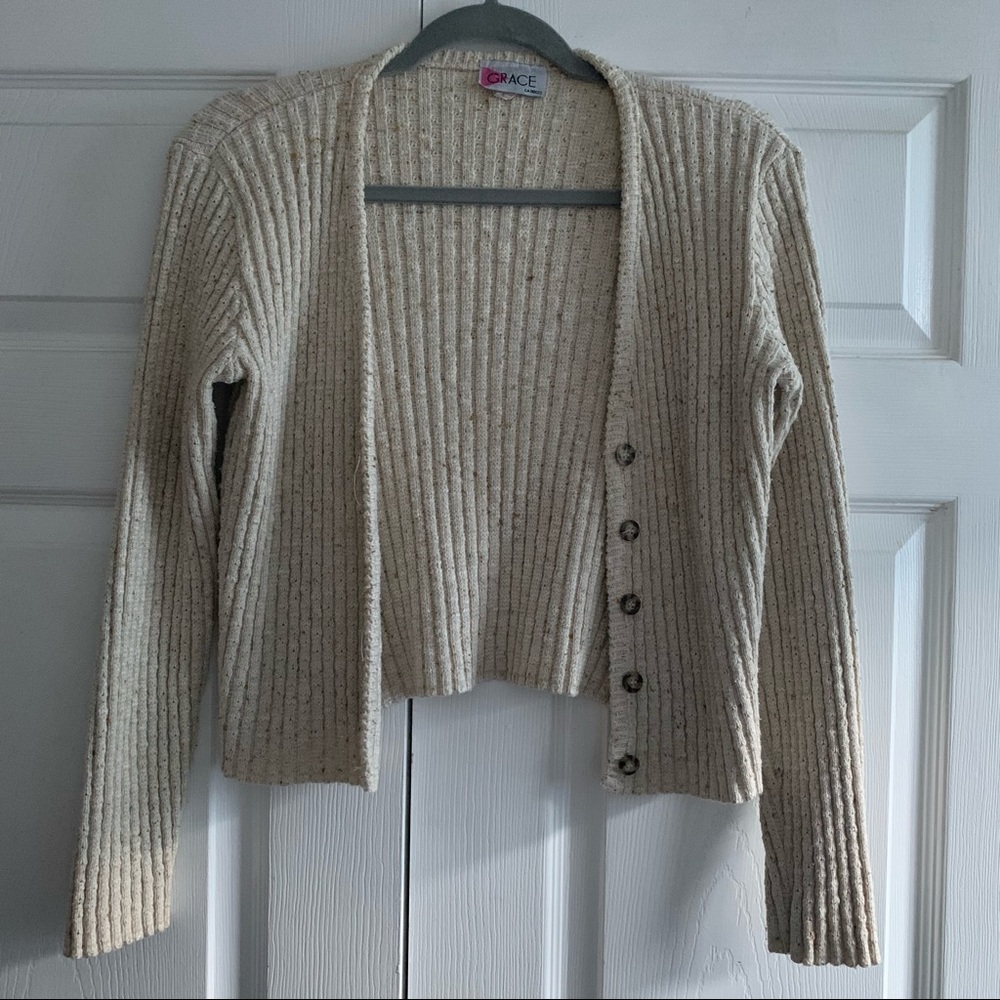 Vintage Thick Knit Cropped Cardigan